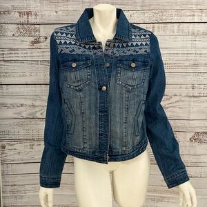 NWT Thread & Supply jean jacket with chevron detailing size medium